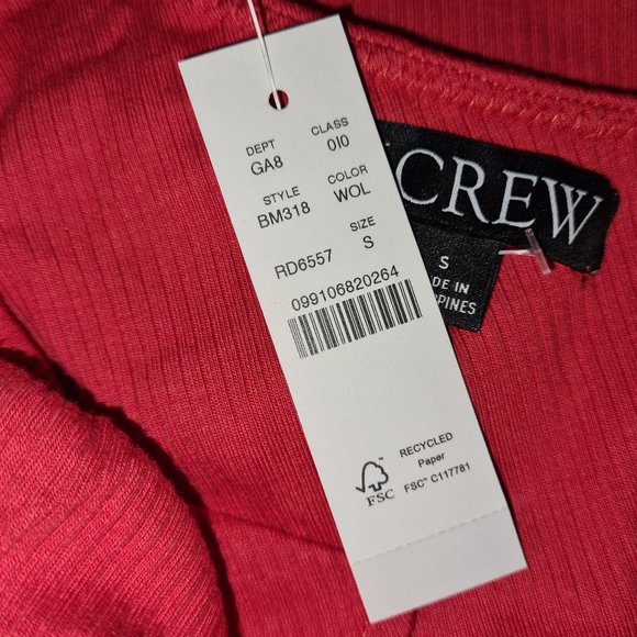 J.Crew NWT Red One-shoulder Rib Ruffle Top S - Picture 4 of 7